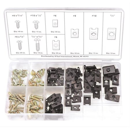 K-Tool International U-Clip/Screw Assortment, 170 Piece KTI00084